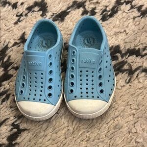 Native Blue and White Slip-On Sneakers with Ventilation